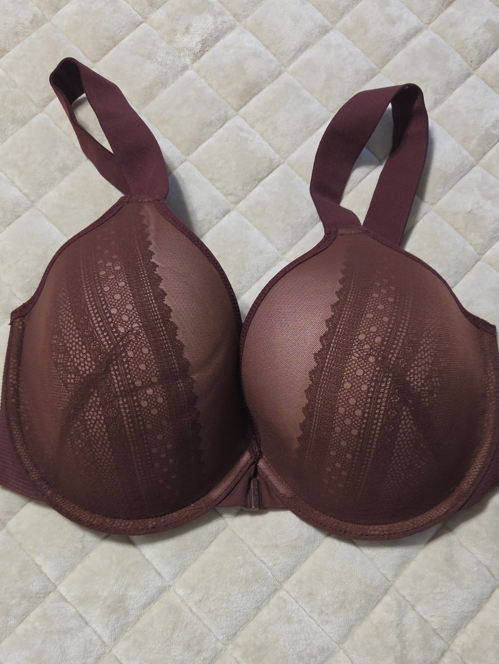 SPANX Sculpting Lace-Panel Bra in Brown/beige